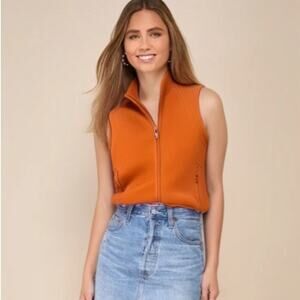 Columbia Vest Adult Size Medium Orange Harborside Fleece Full Zip Sleeveless